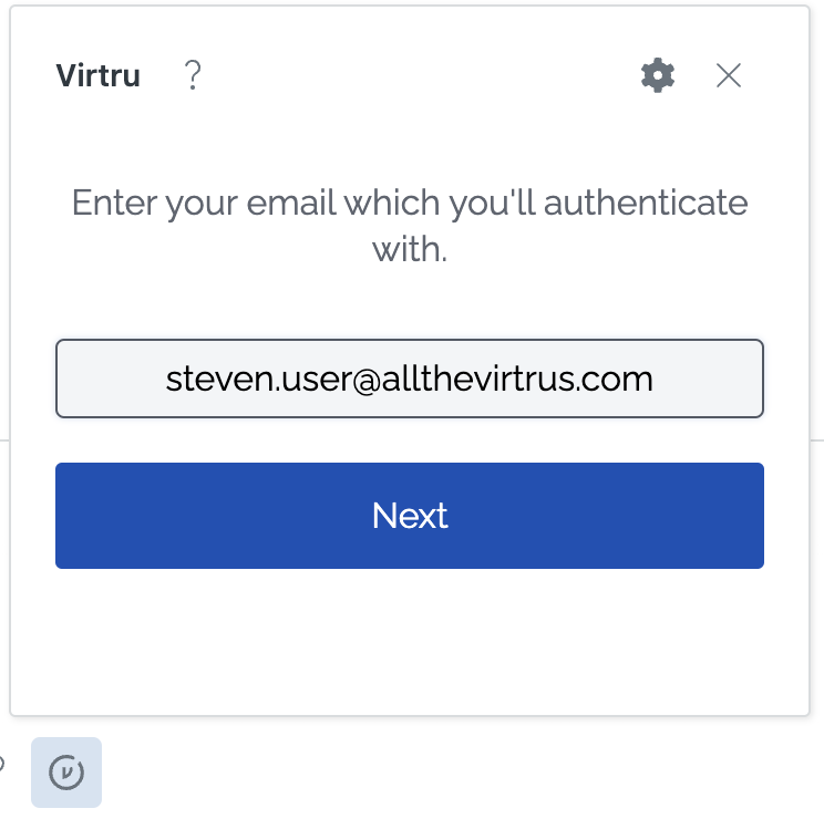 Completed email entry field