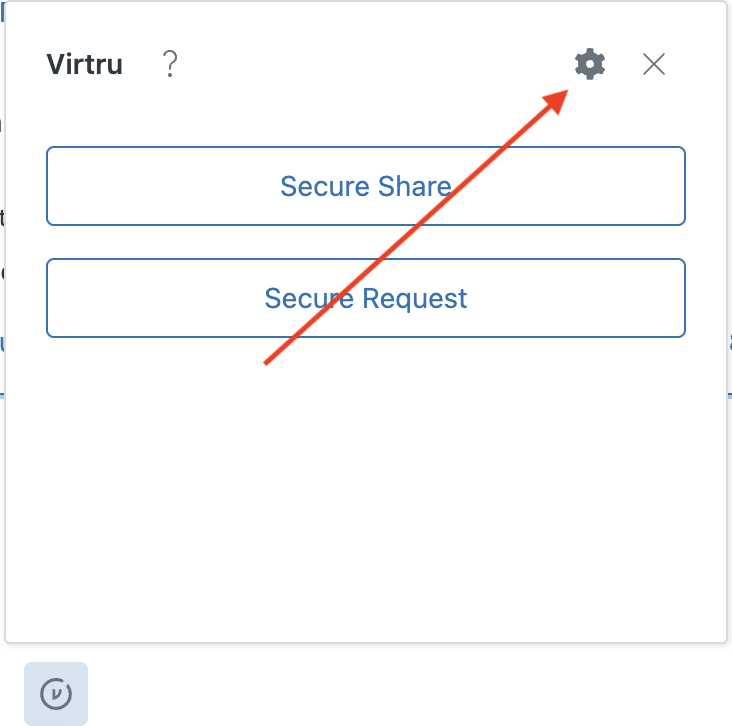 Secure Share settings gear