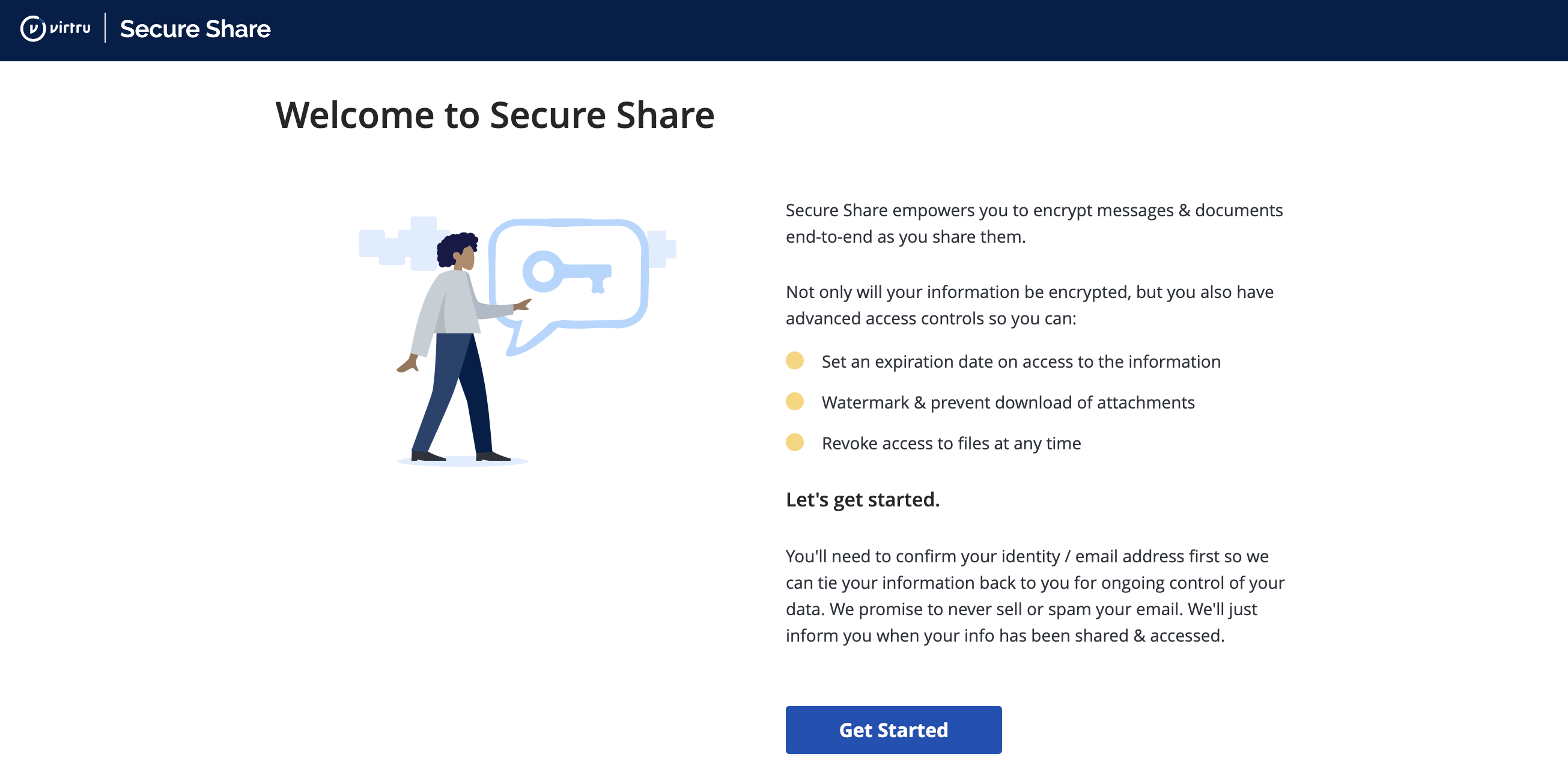 Secure Share landing page
