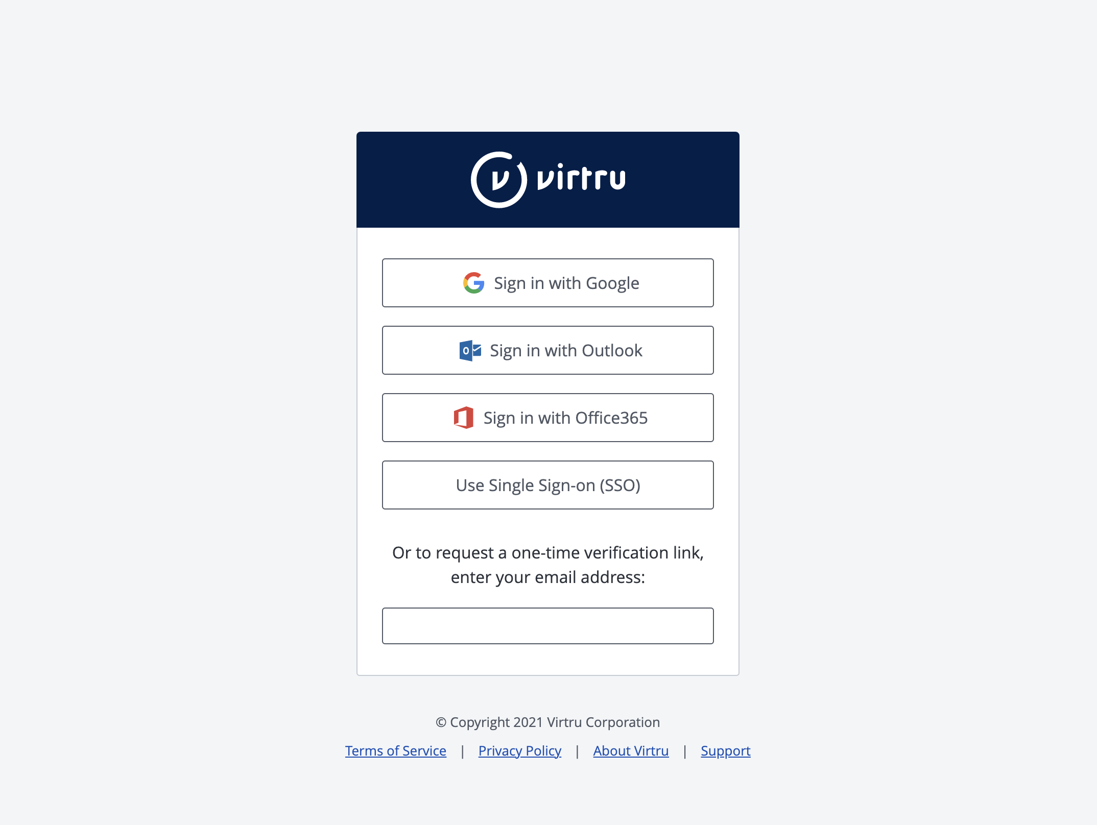 Control Center login page