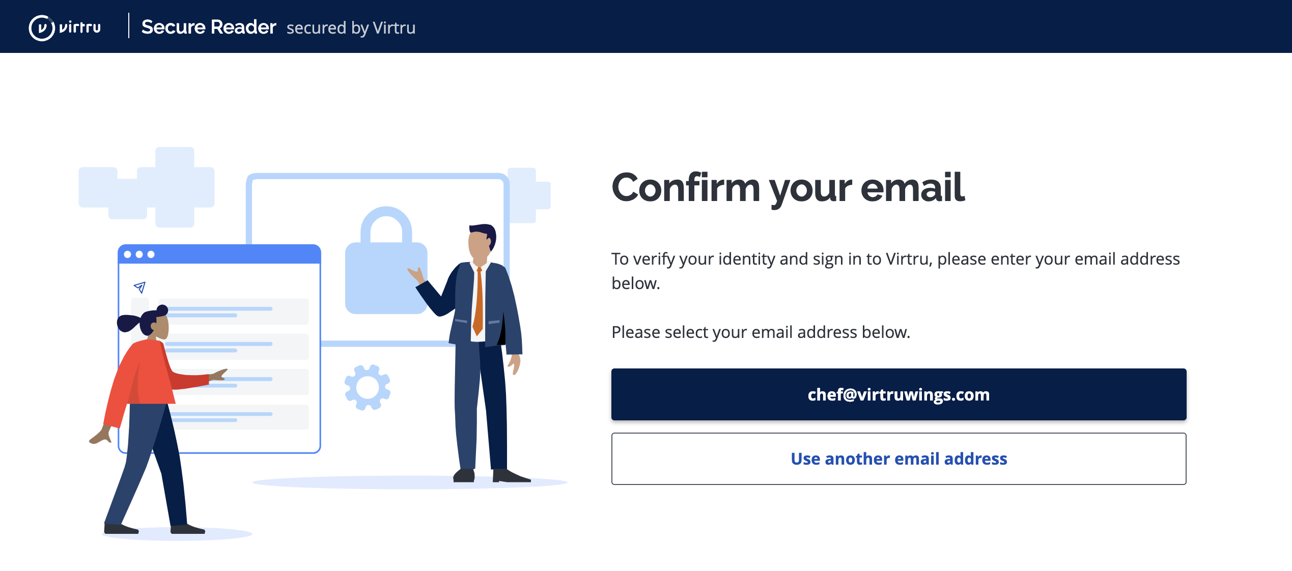 Email selection screen