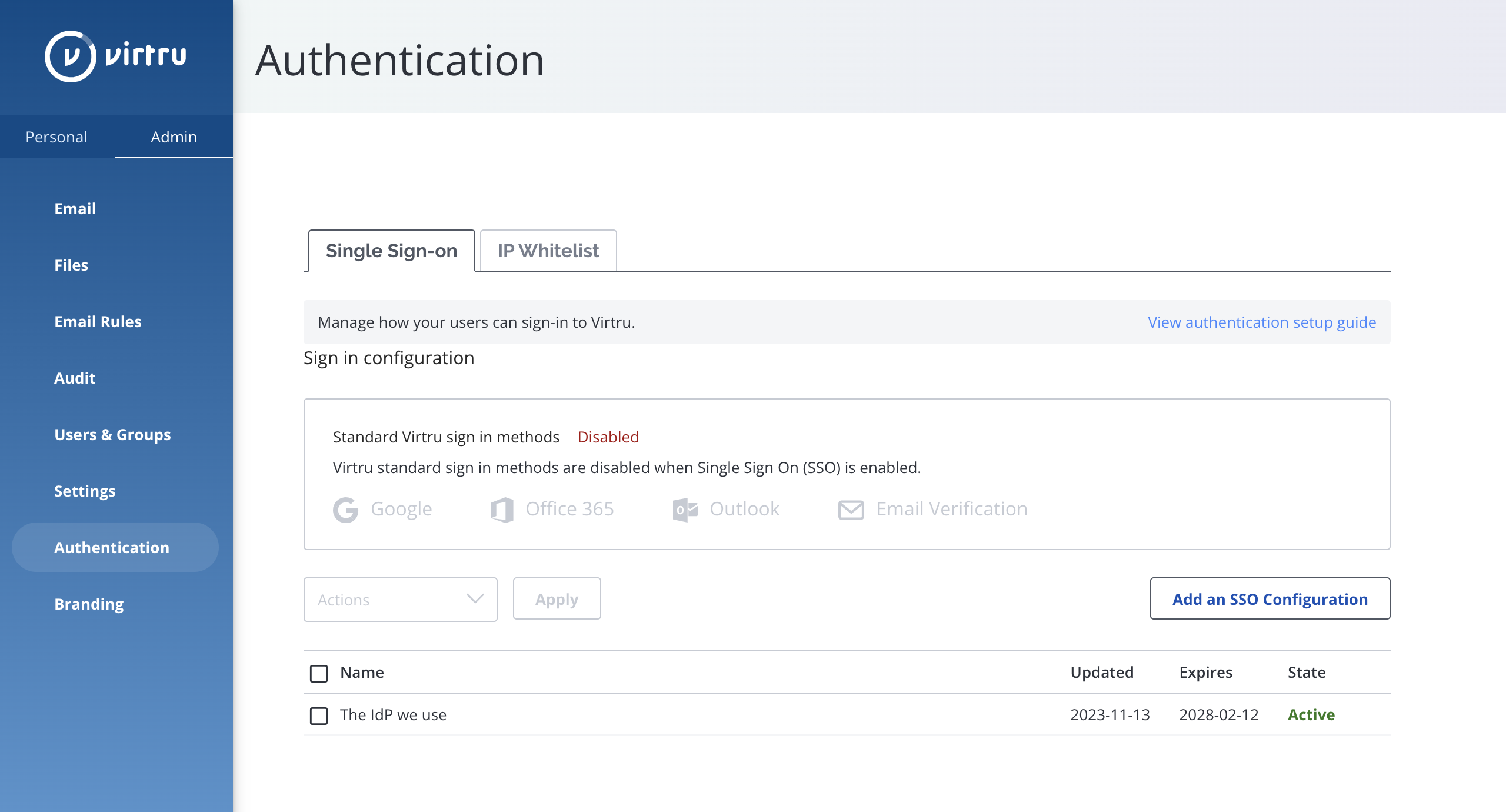 Active SSO configuration