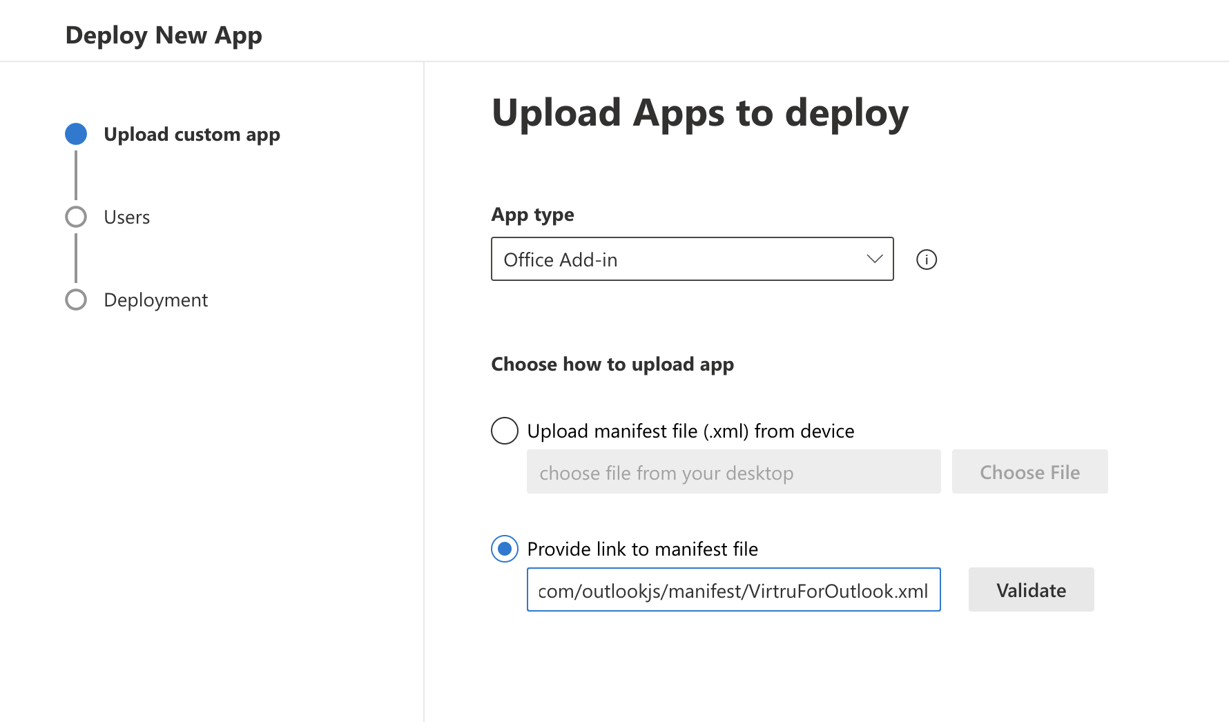 Upload screen
