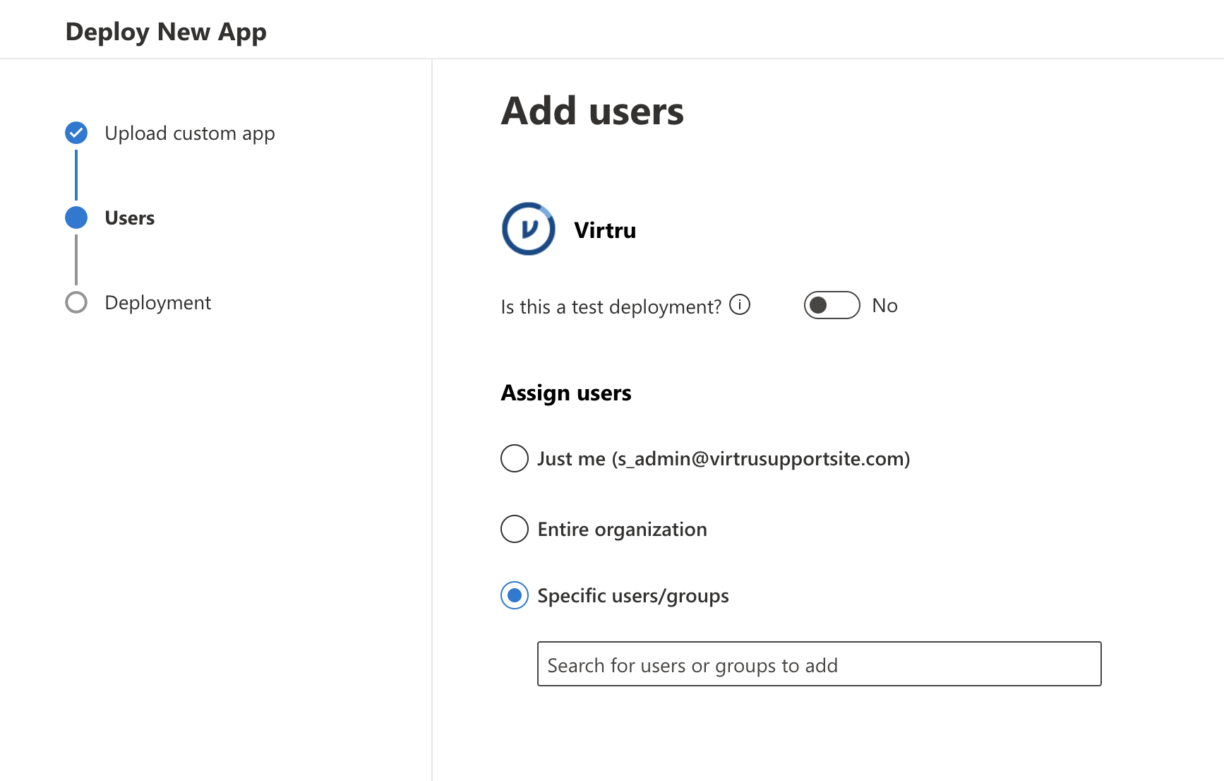 User selection screen