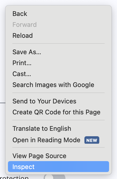 Inspect option