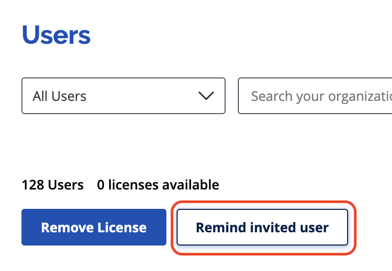 Remind invited user button
