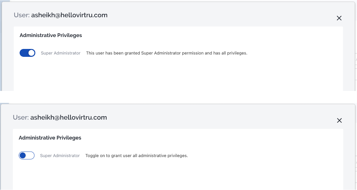 Super Administrator toggle