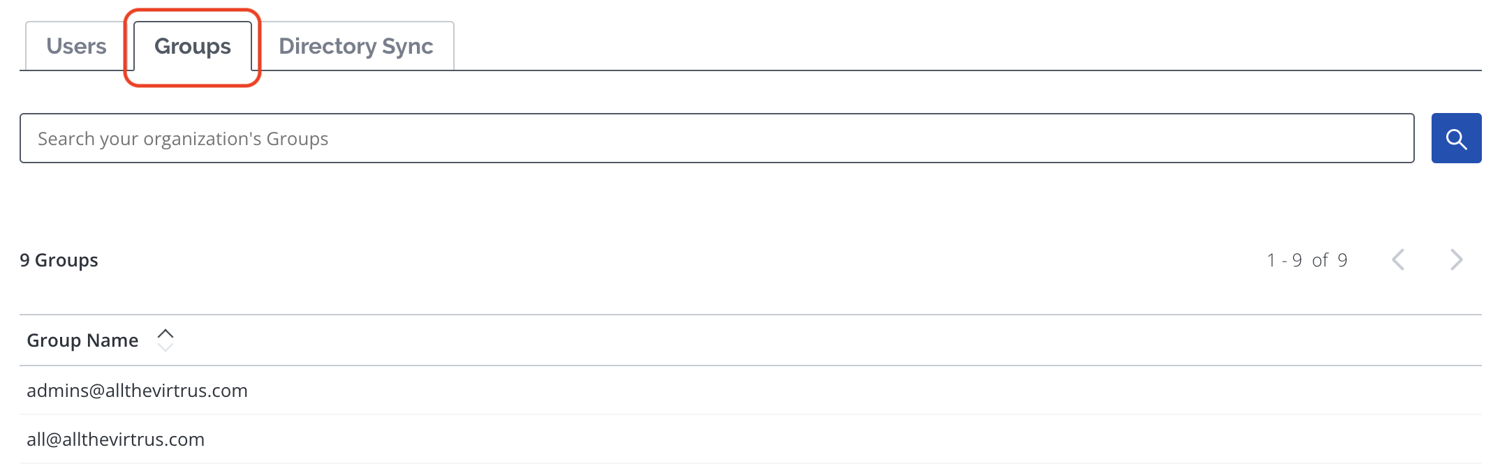 Groups tab