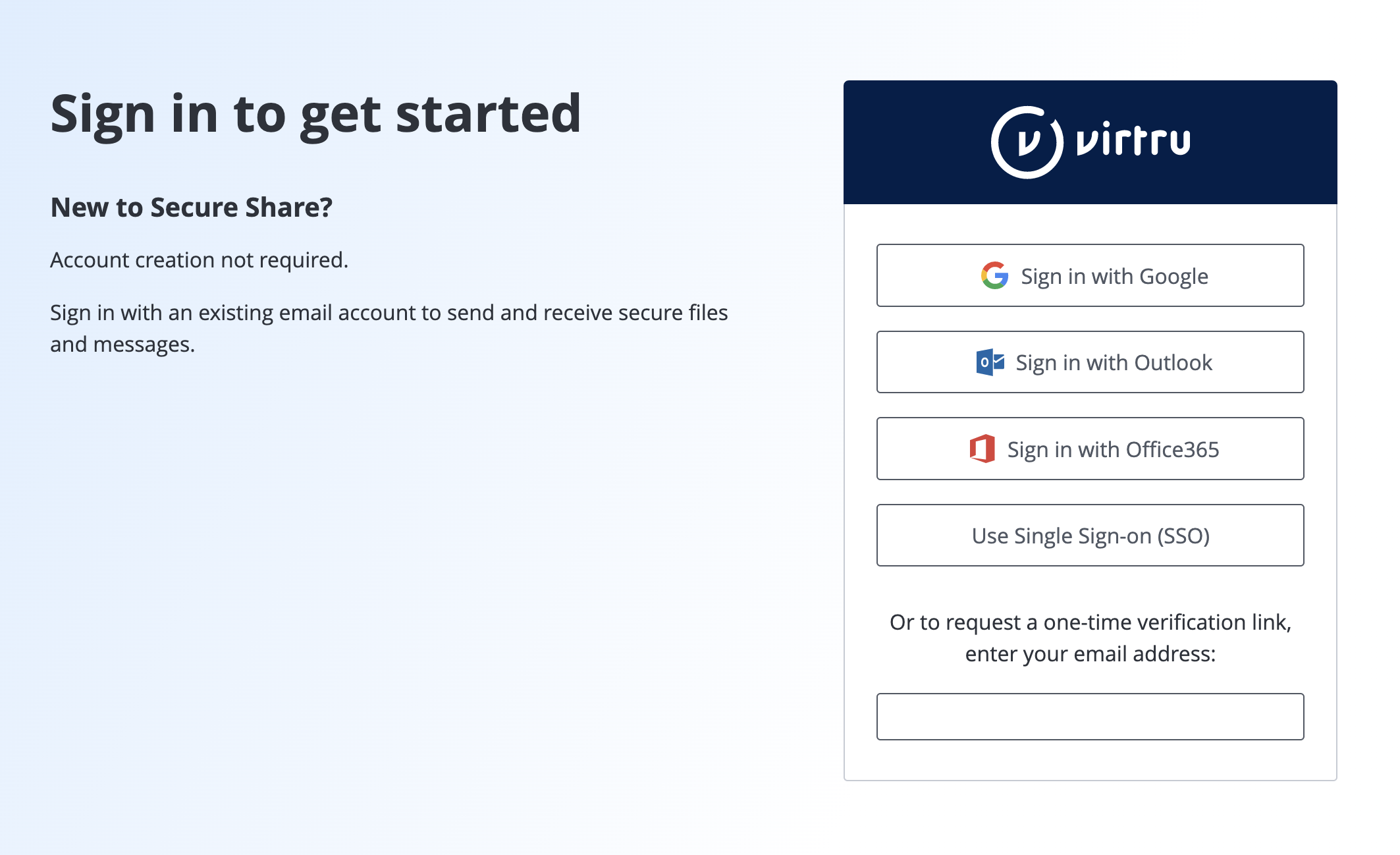 Sign in page