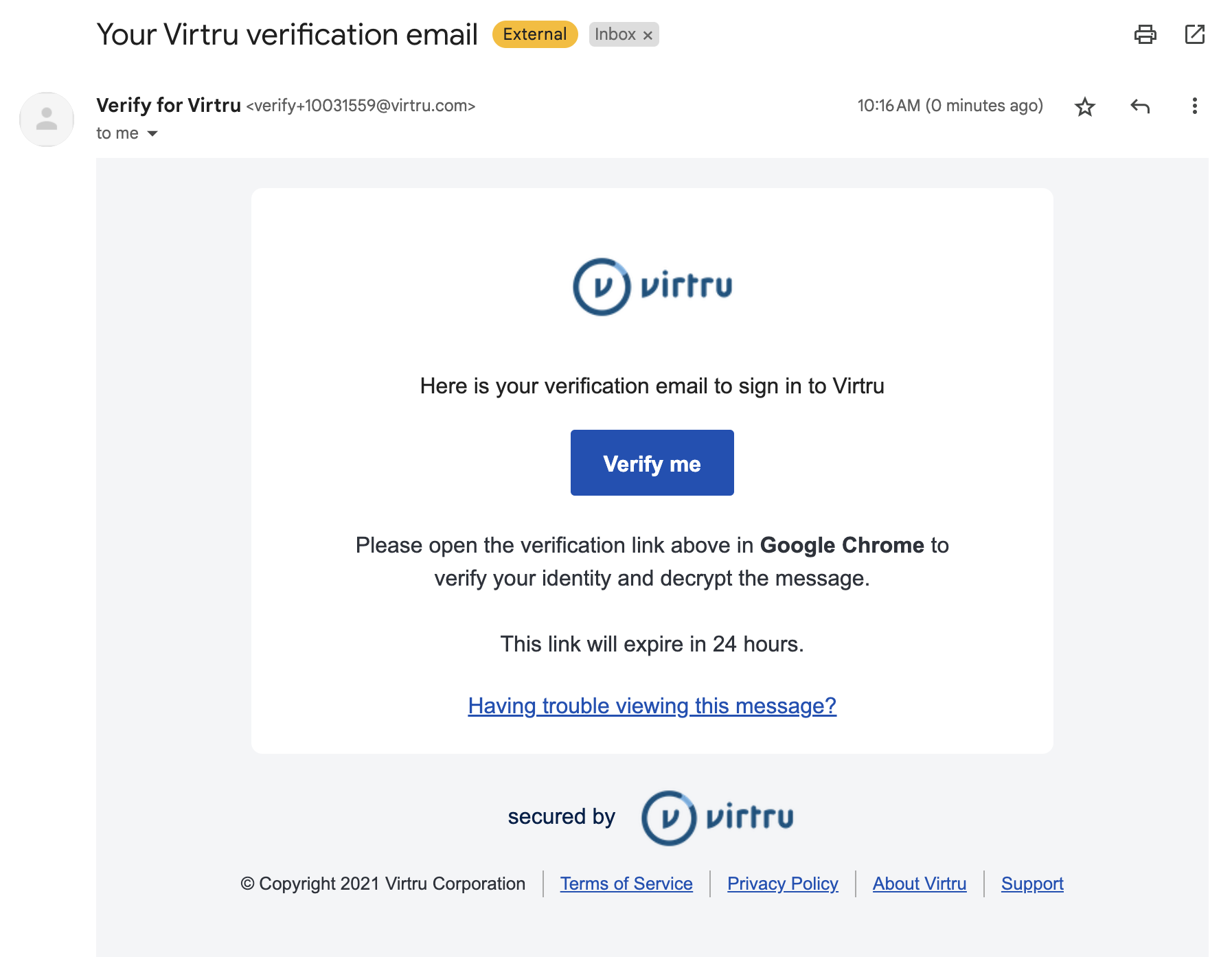 Verification email