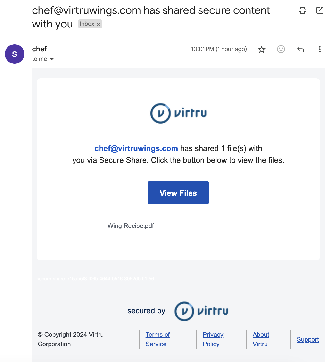 Secure Share email template