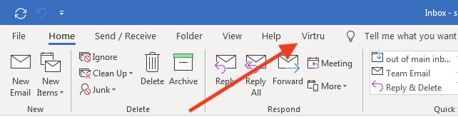 Virtru tab in inbox view