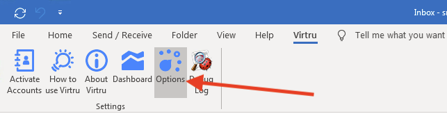 Options in Virtru tab