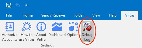 Debug Log button