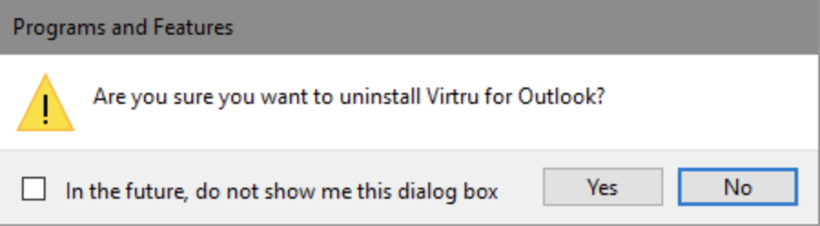 Uninstall confirmation prompt
