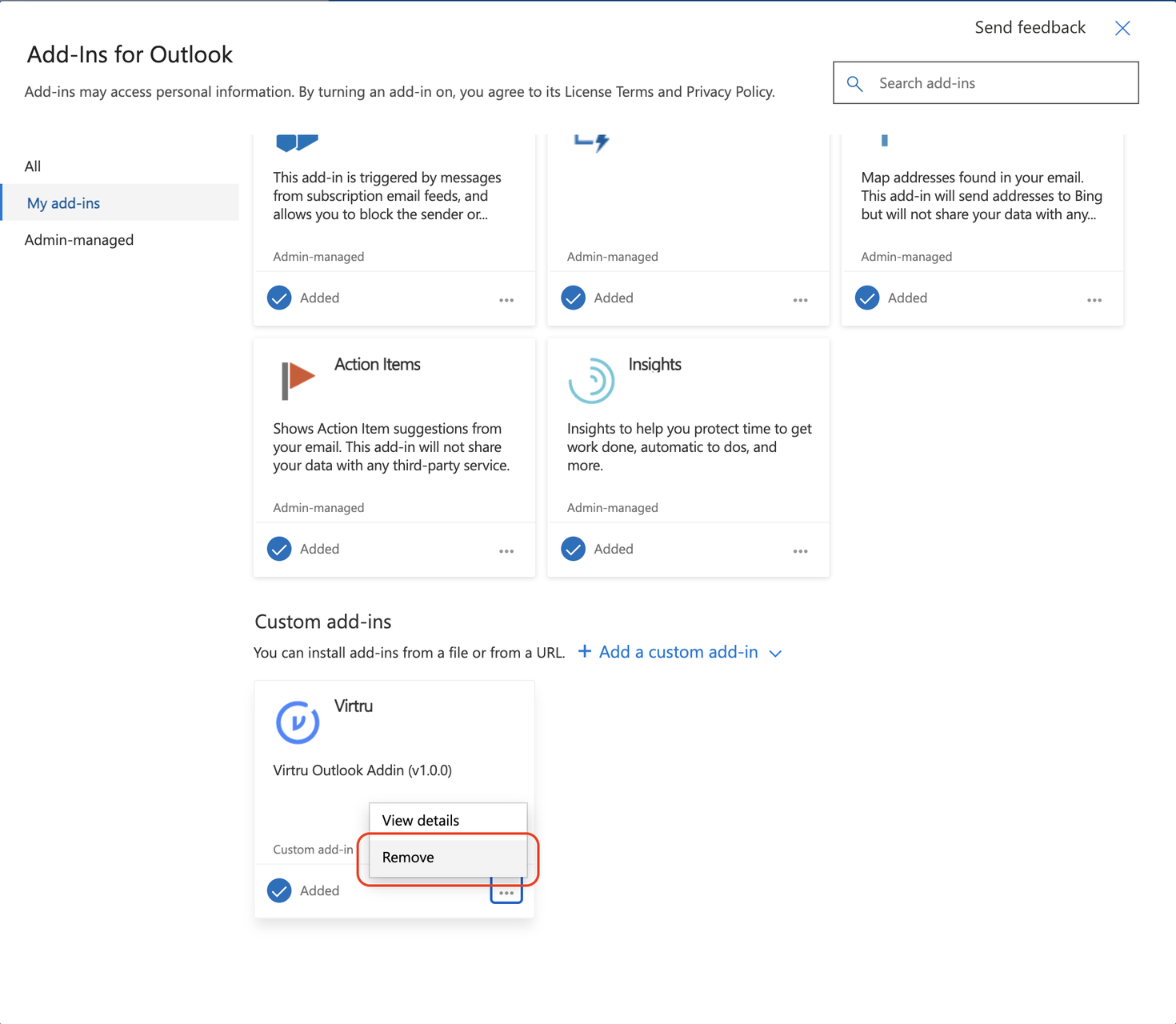 Remove option