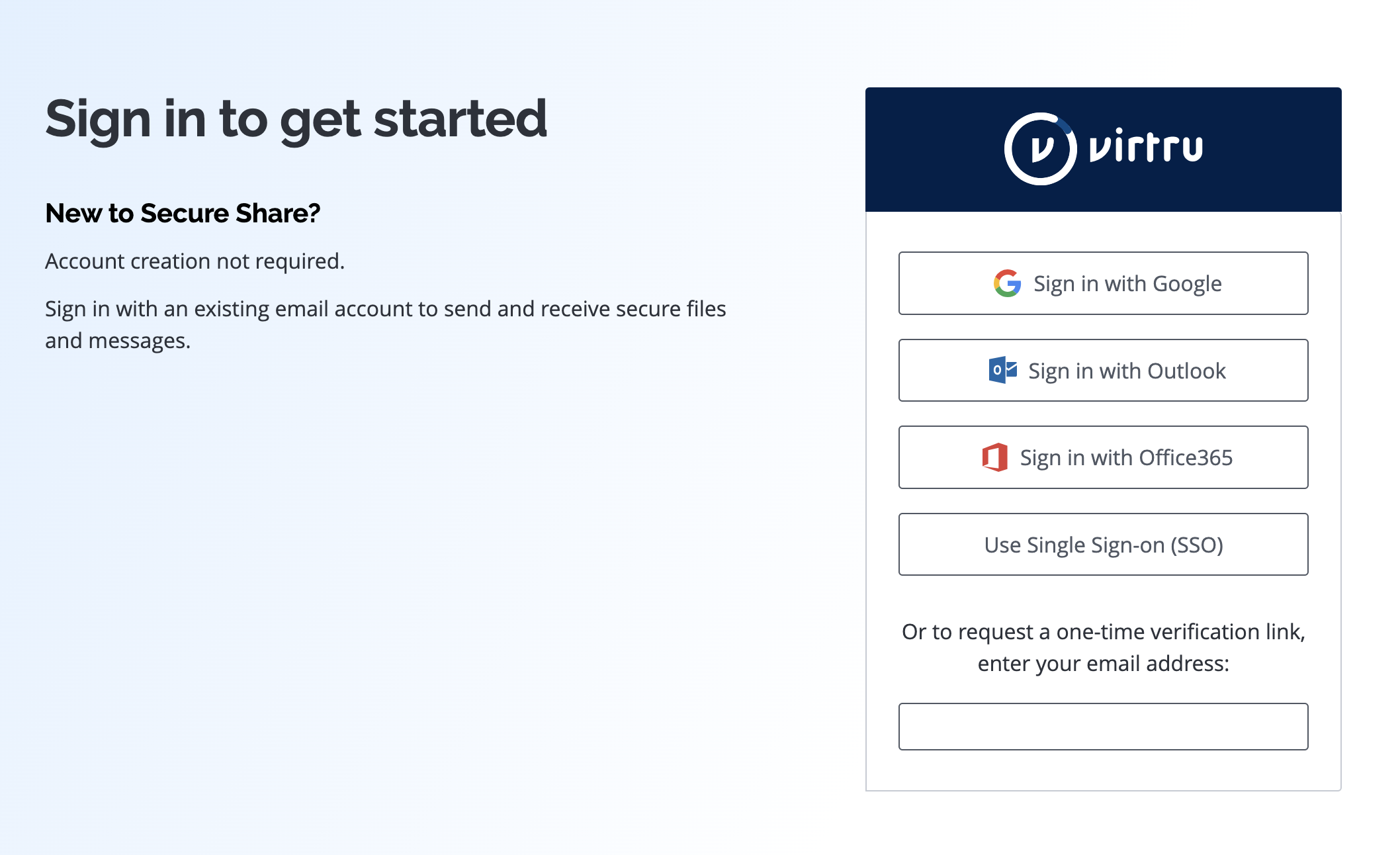 Sign in page