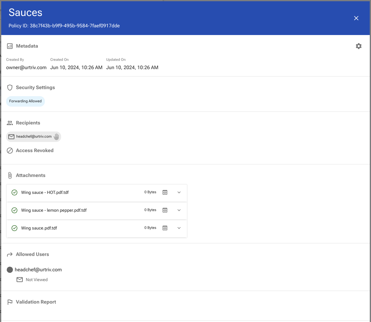 Policy metadata