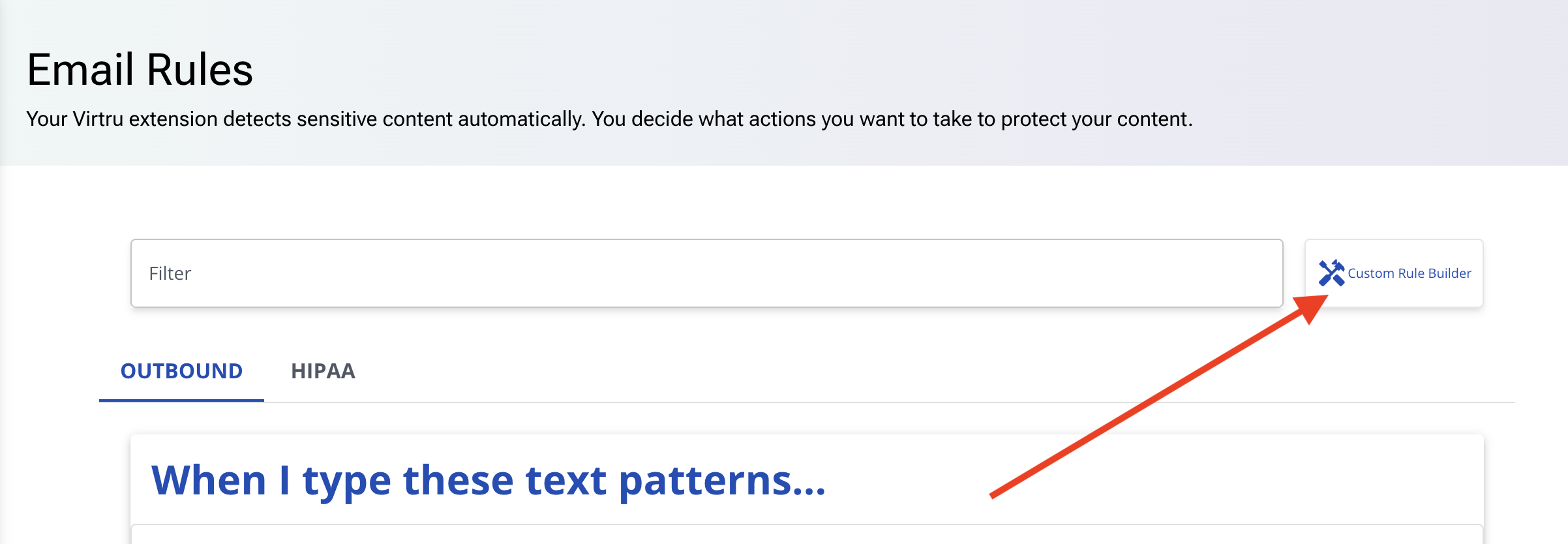 Custom Rule Builder button