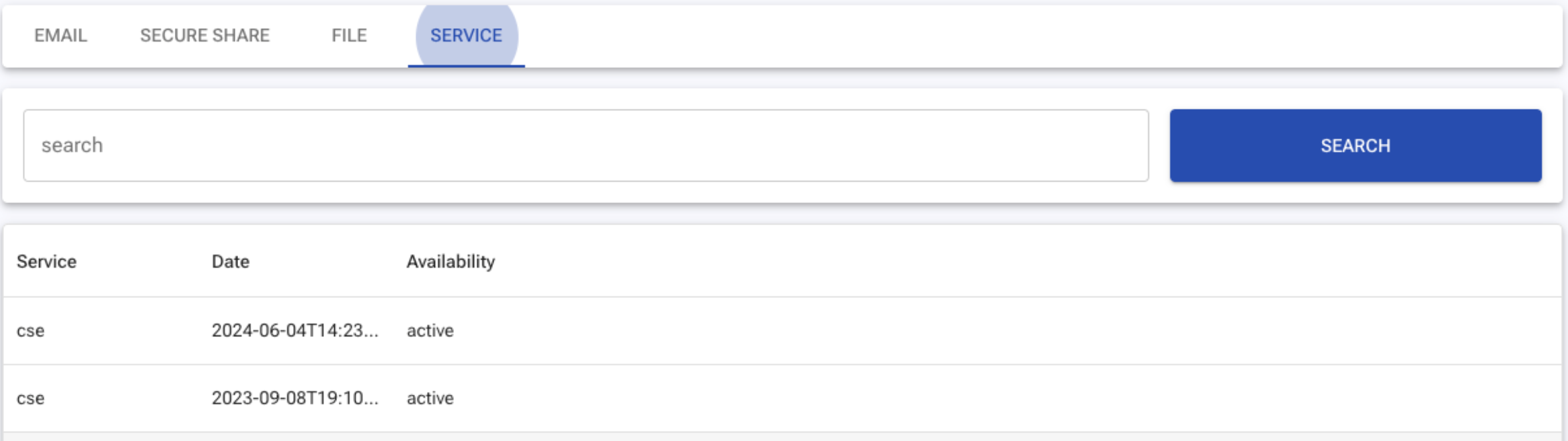 Service tab