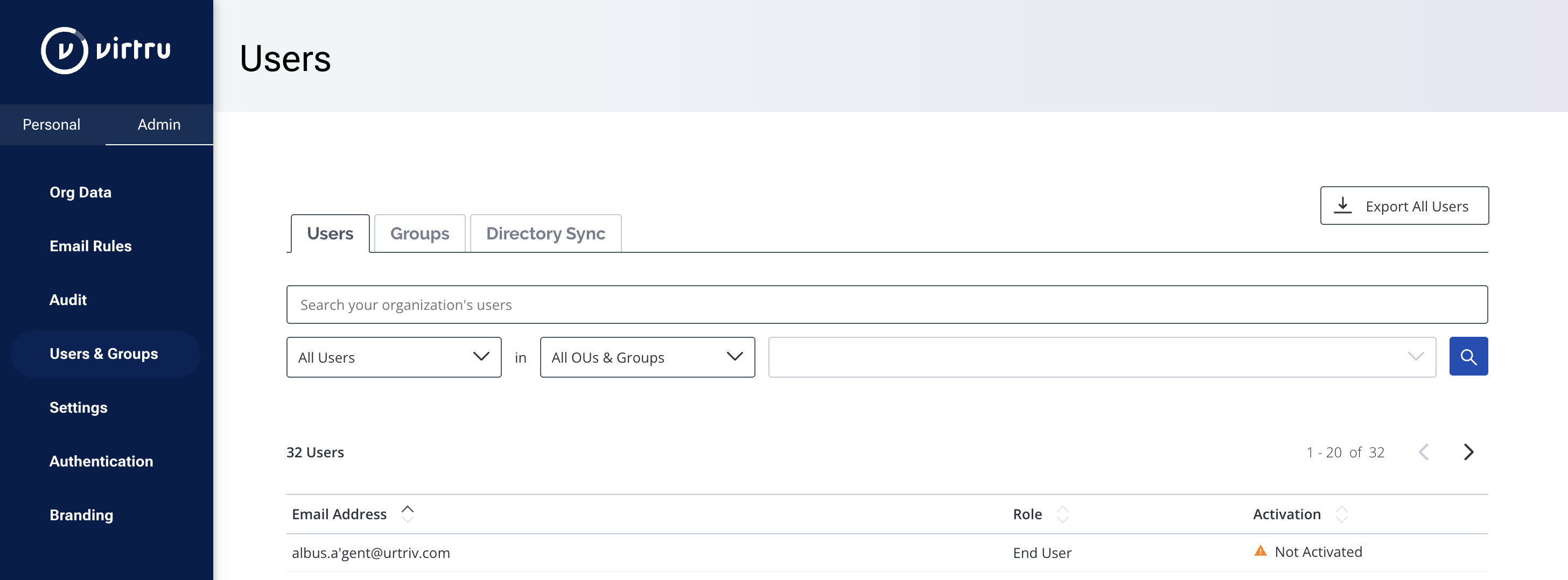 Users page