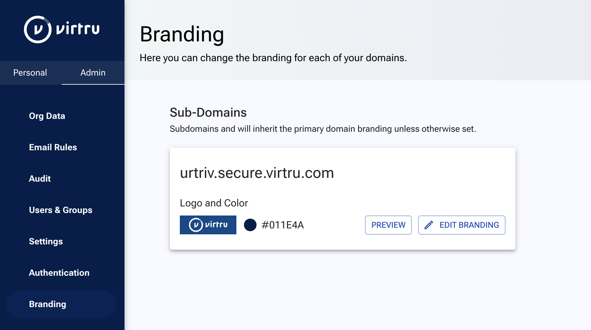 Branding page