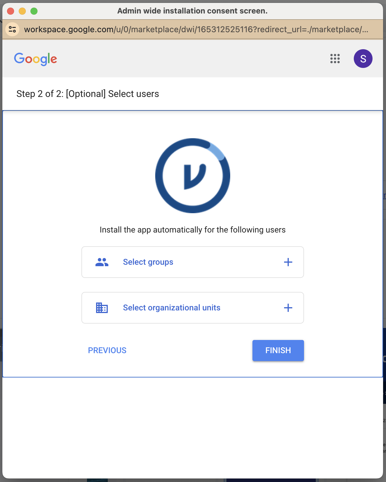Optional Select Users page