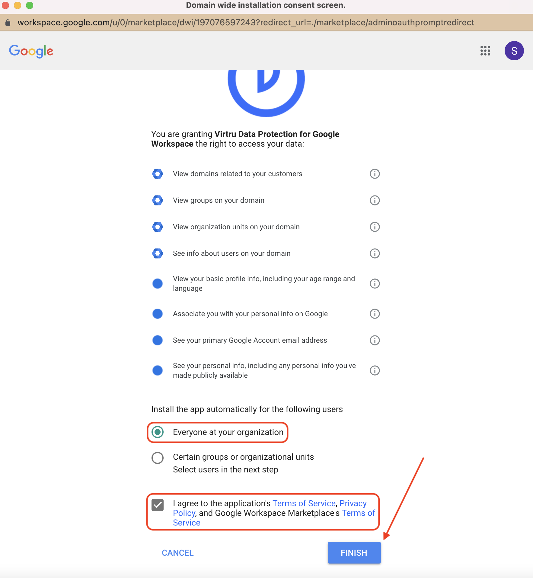 Consent prompt