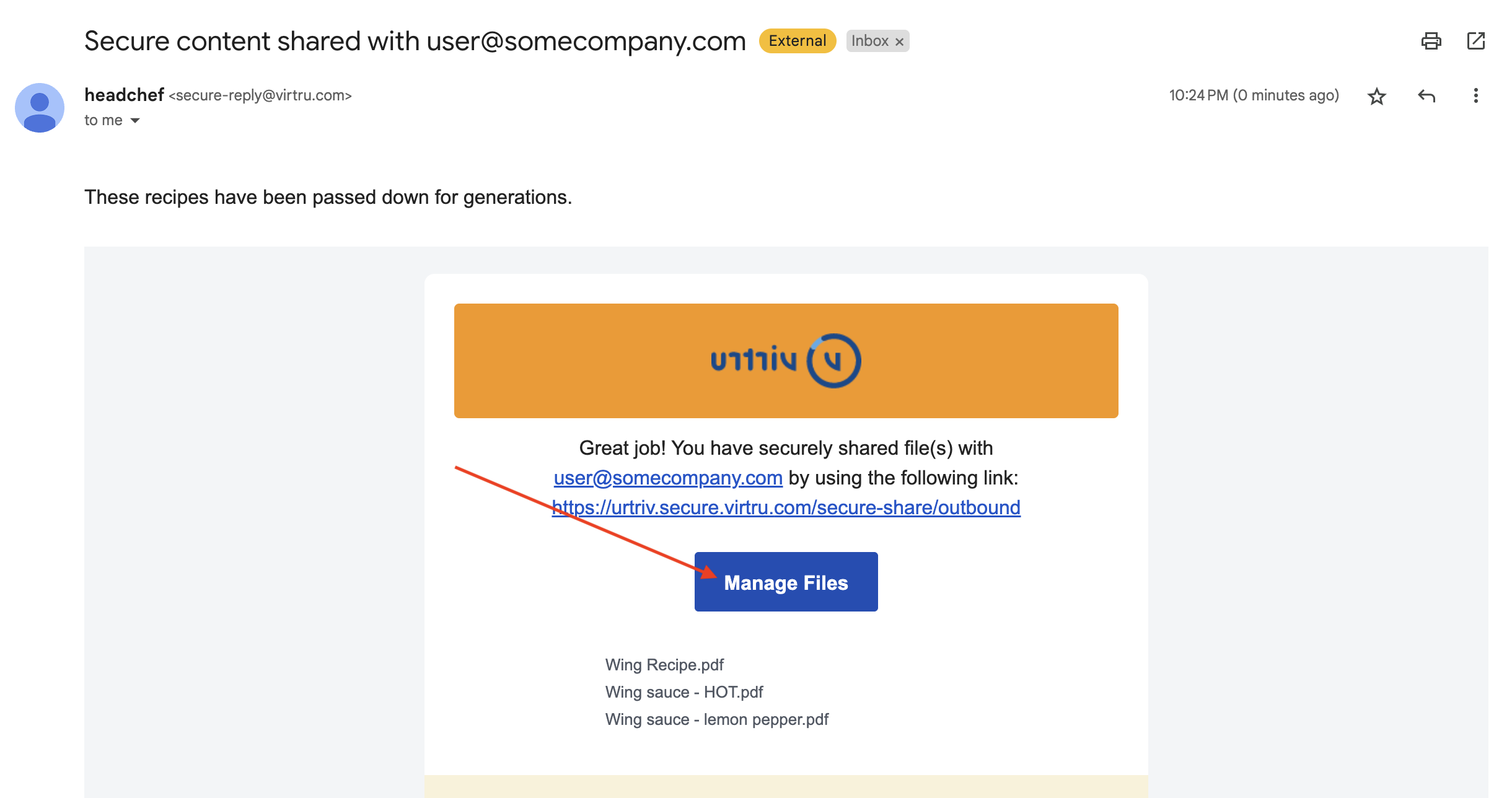 Secure content shared confirmation