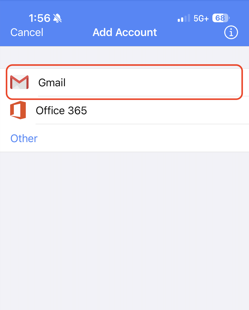 Gmail option