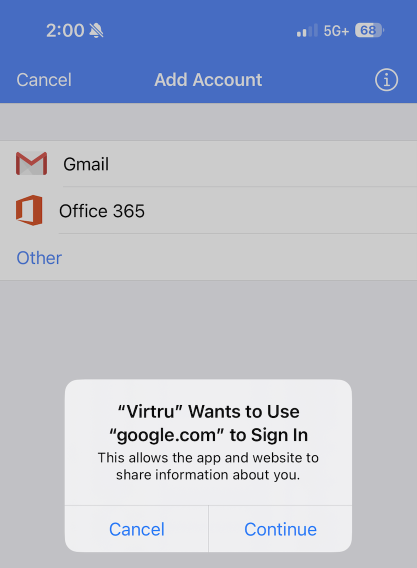 Google permission prompt