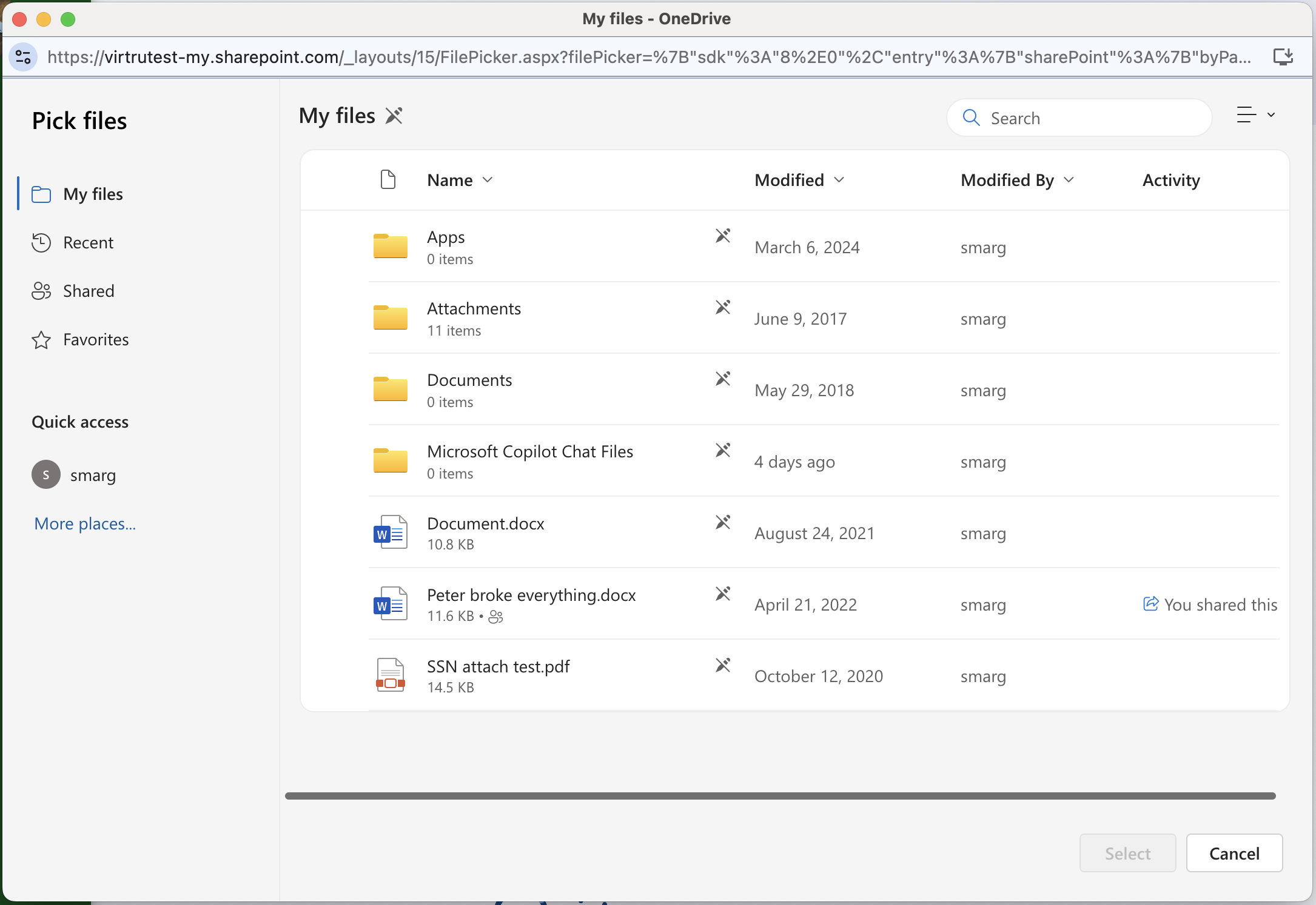 OneDrive file picker