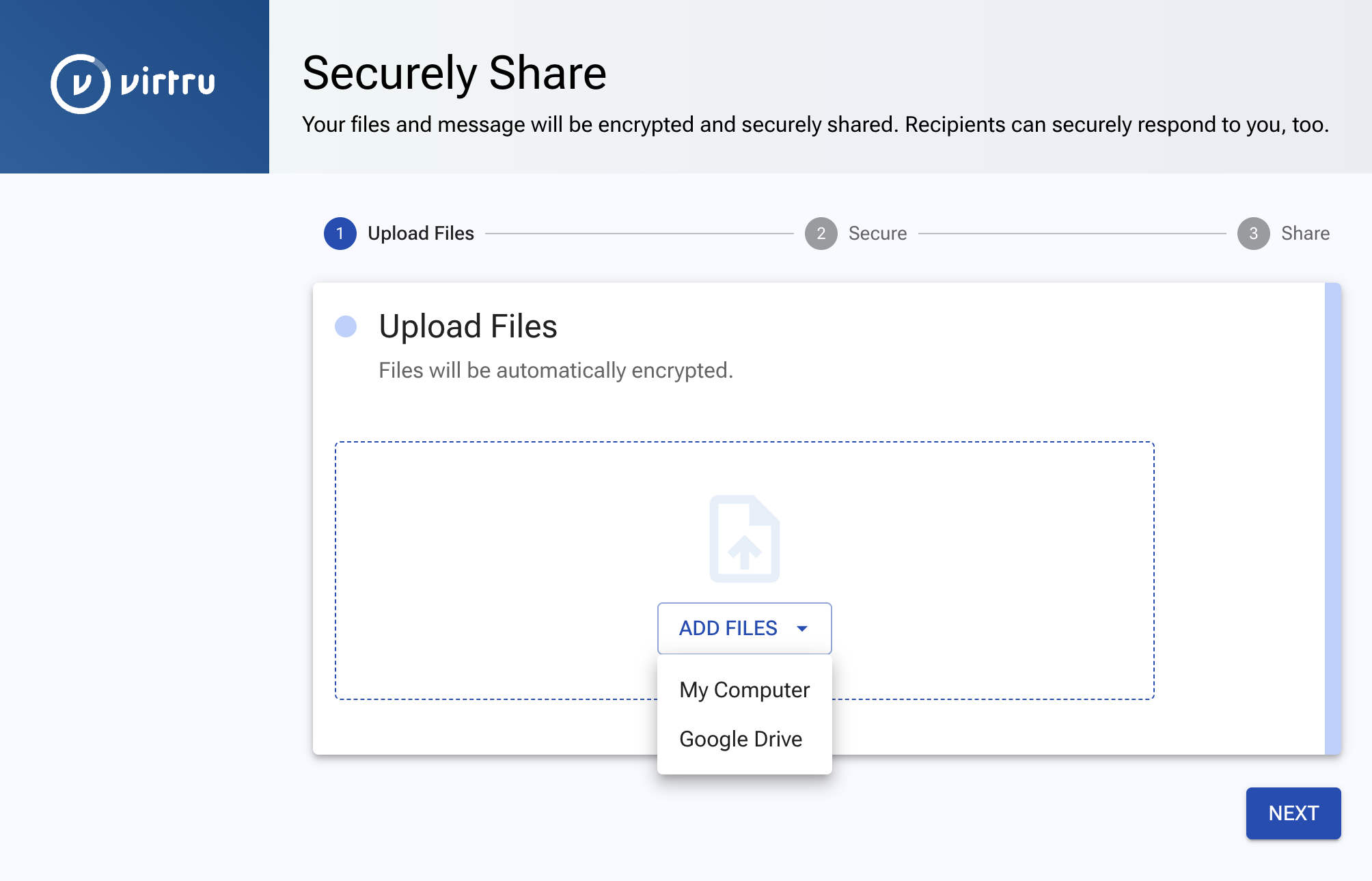 Step 1, Upload Files