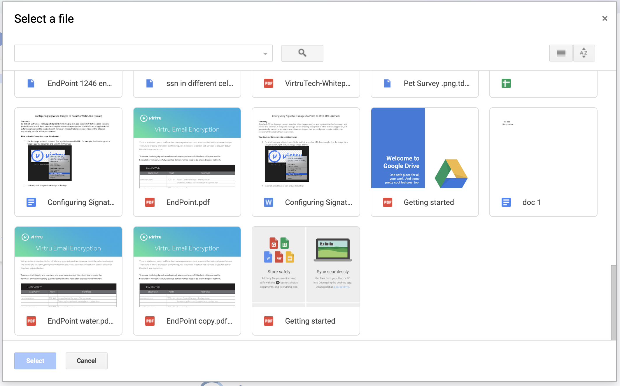 Drive file picker