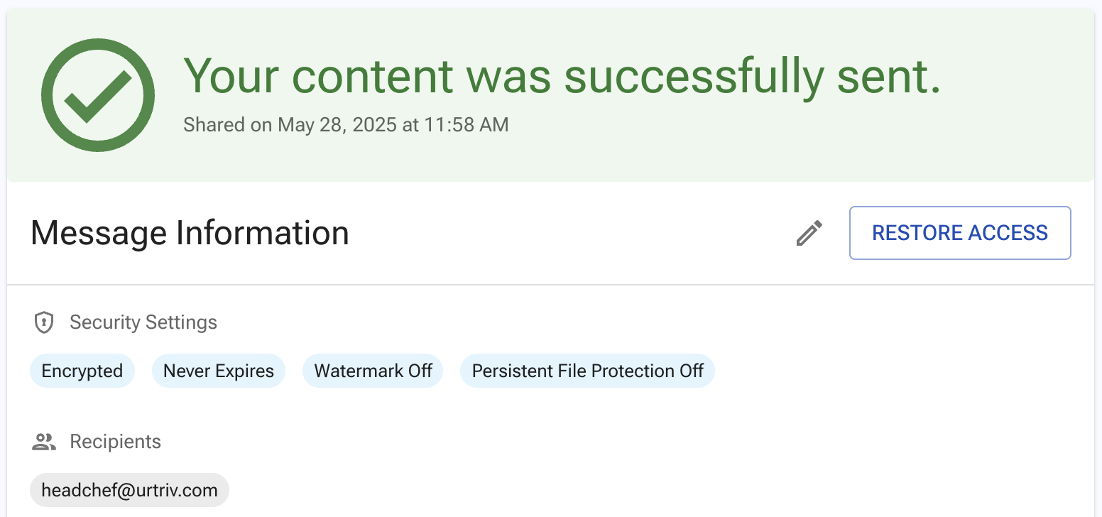 RESTORE ACCESS button