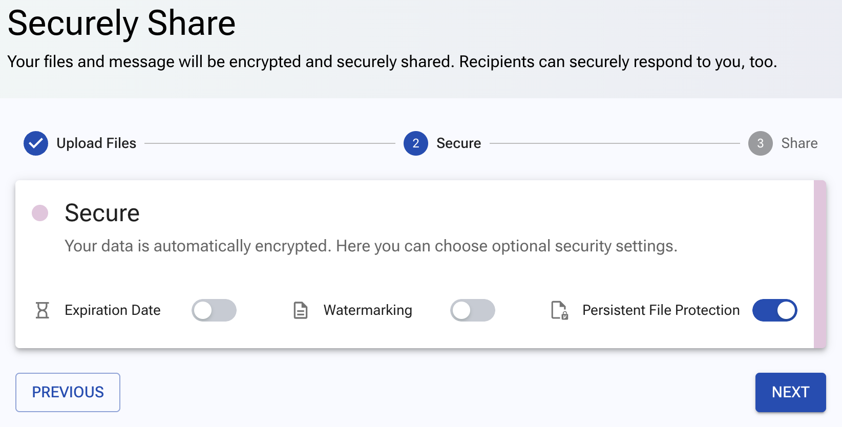 Persistent File Protection option in Secure Share