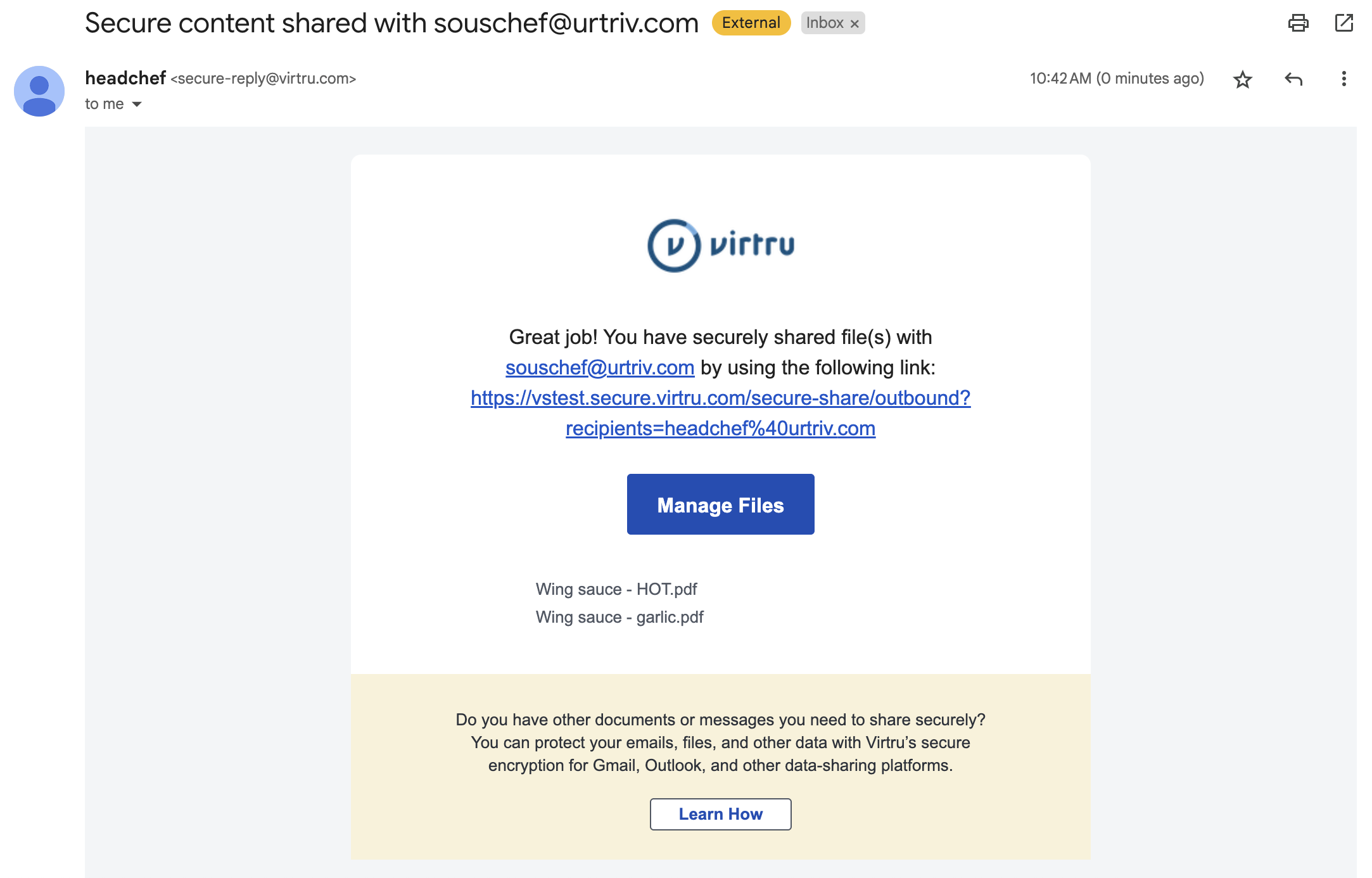 Secure Share confirmation