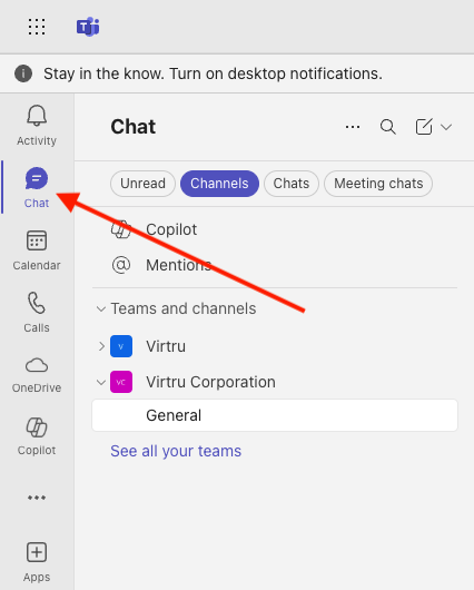 Teams Chat page