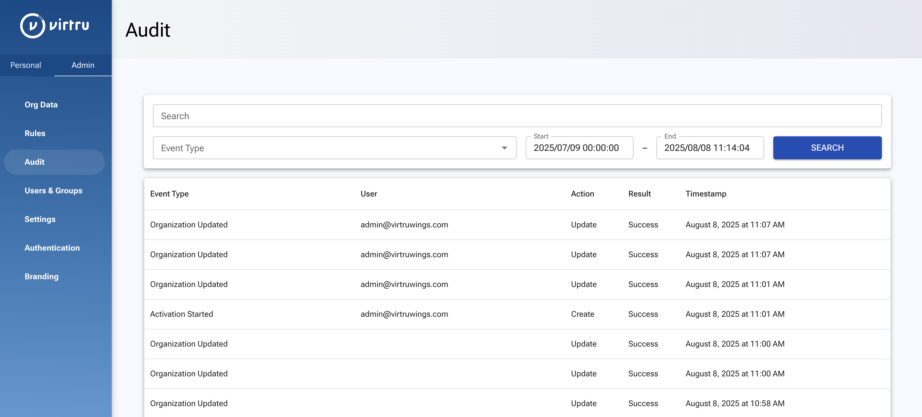 Audit page