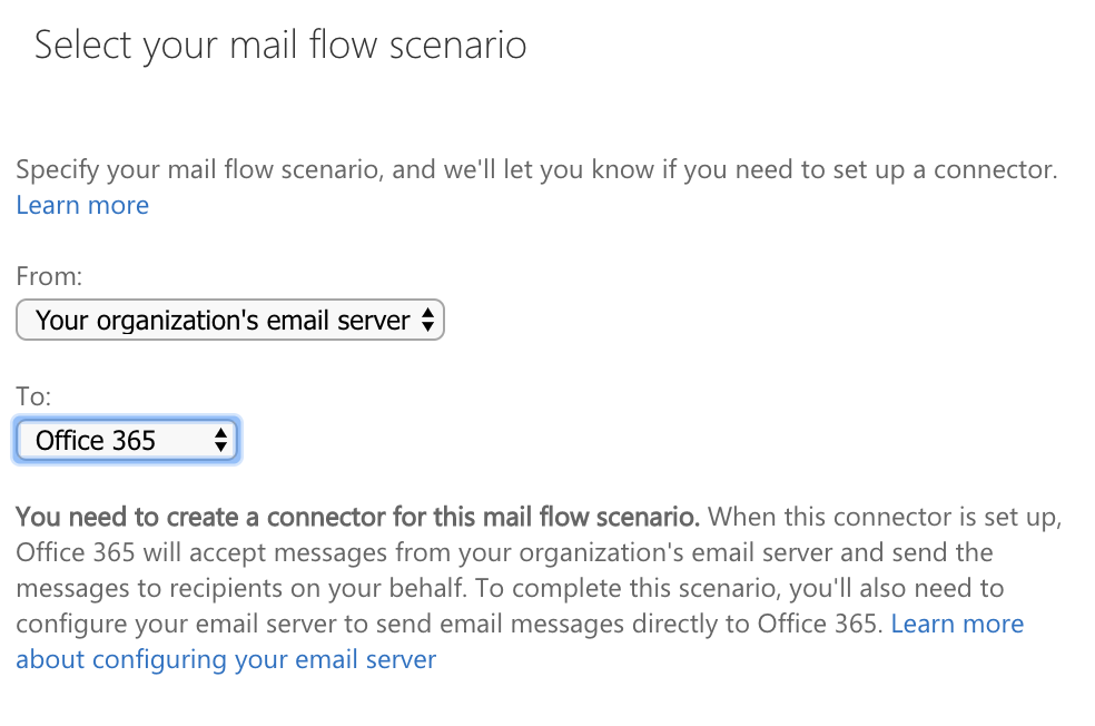 Select your mail flow scenario