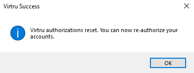 Virtru success dialog box with ok button highlighted