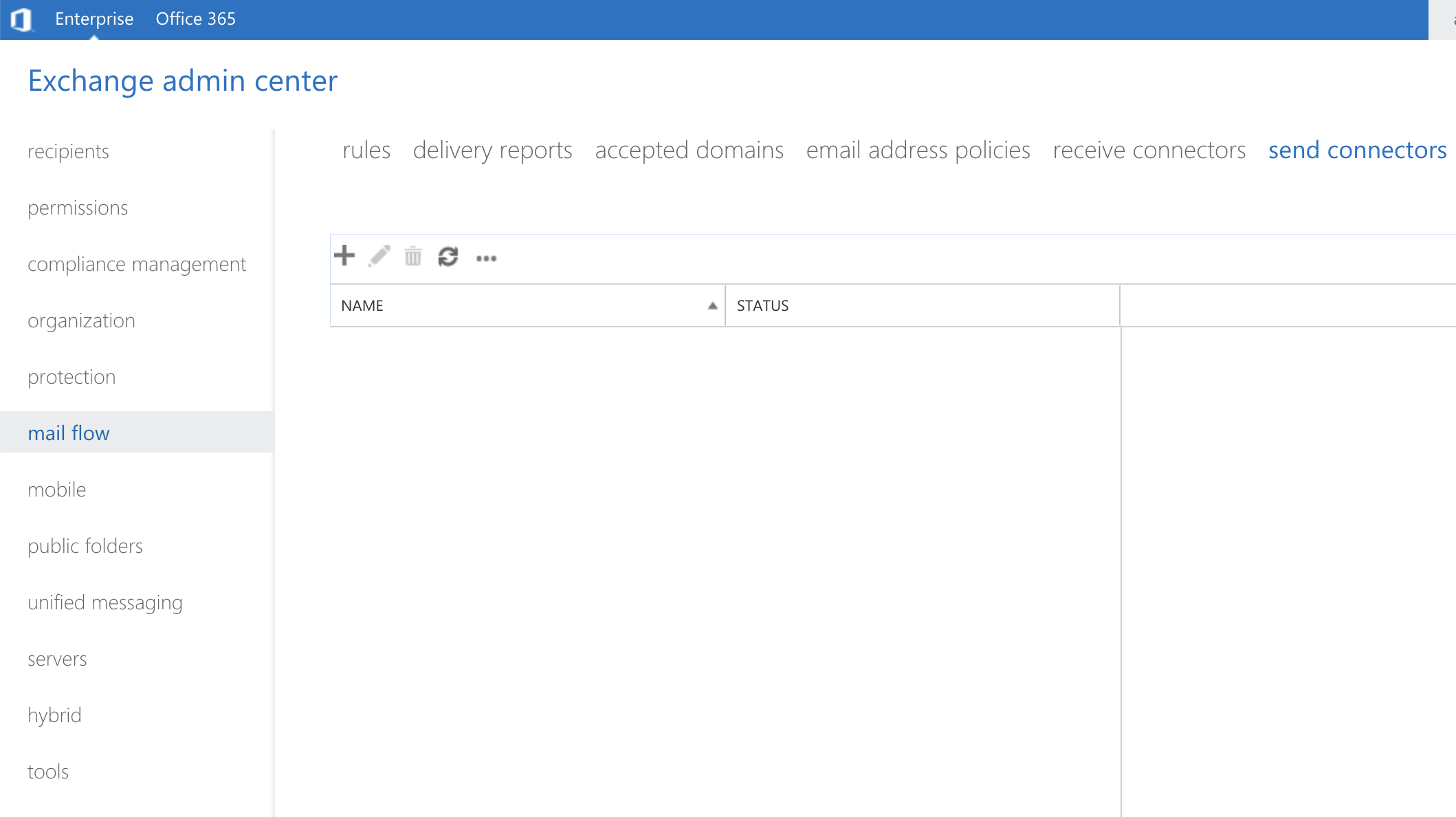 Exchange admin center mail flow section
