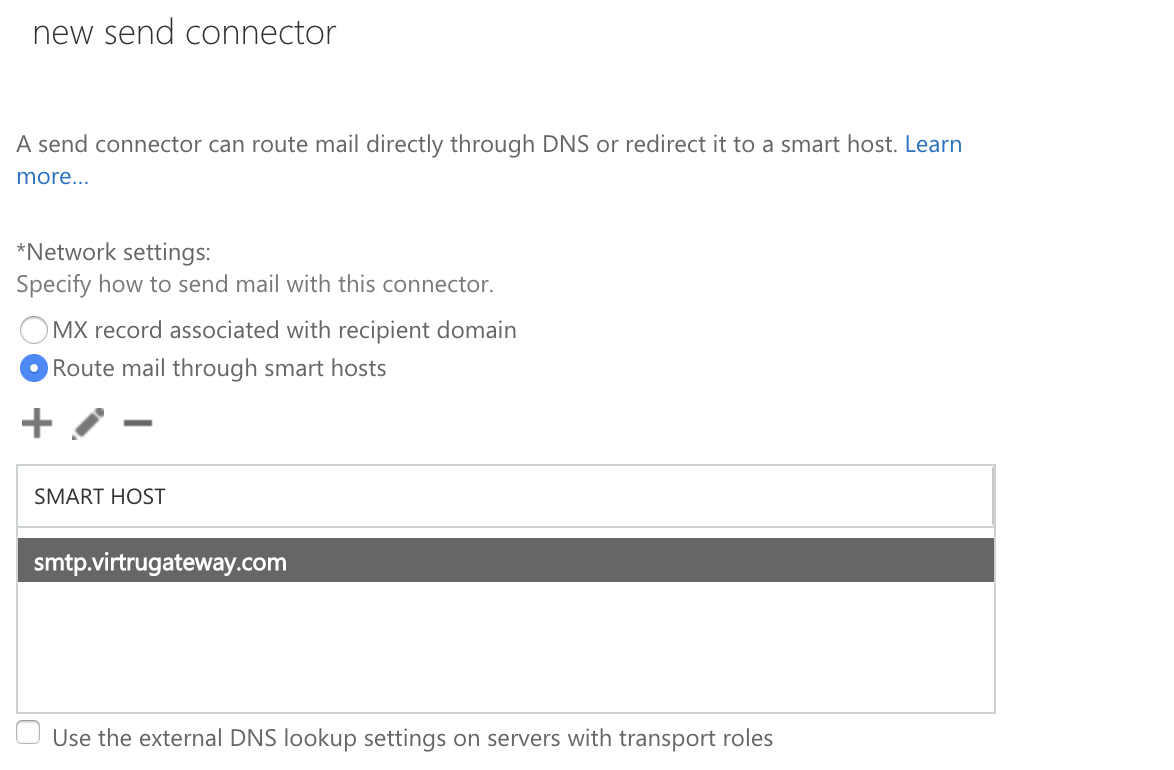 send connector setup