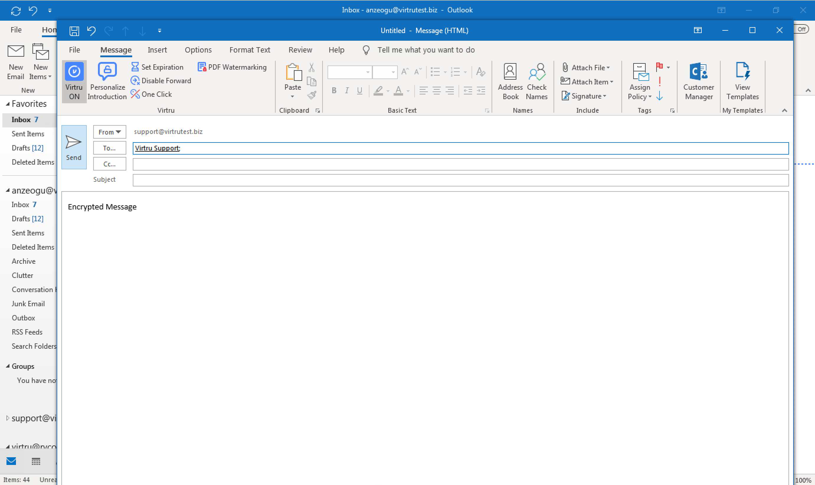 Sending a Virtru-encrypted email with Outlook – Virtru