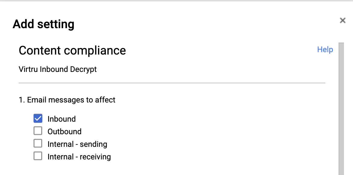 Adding content compliance settings