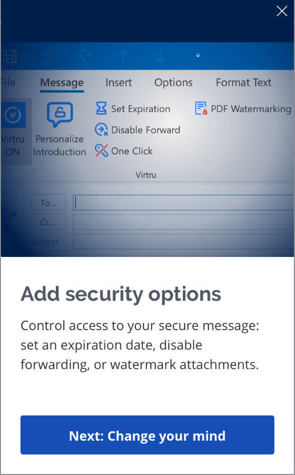 add security options Virtru tour tile