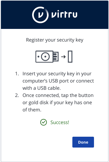 security key registry success