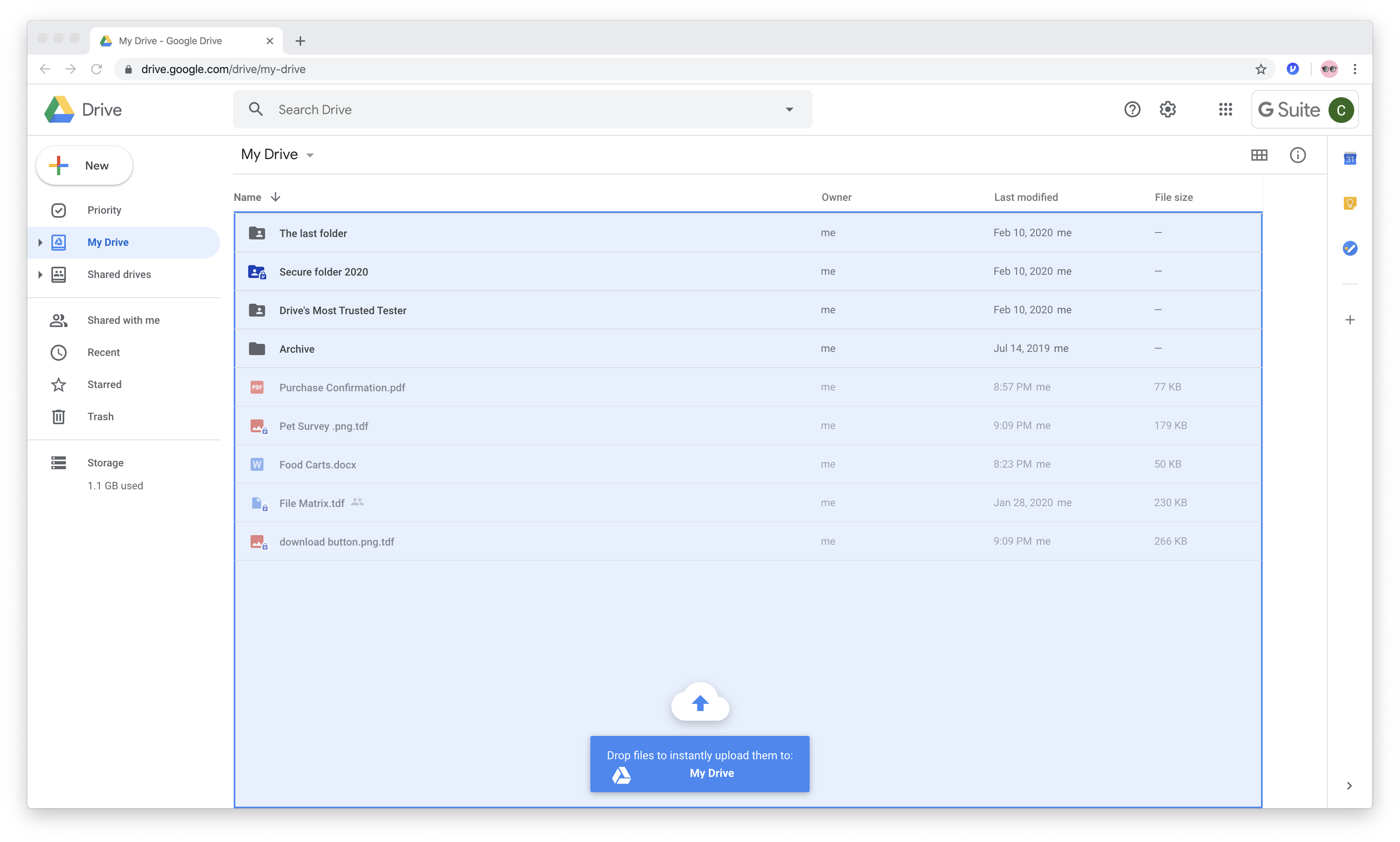 Drop file into Drive
