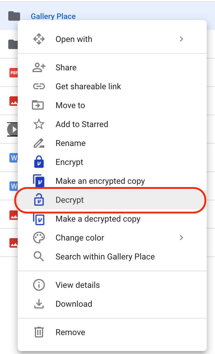 Decrypt a folder in place