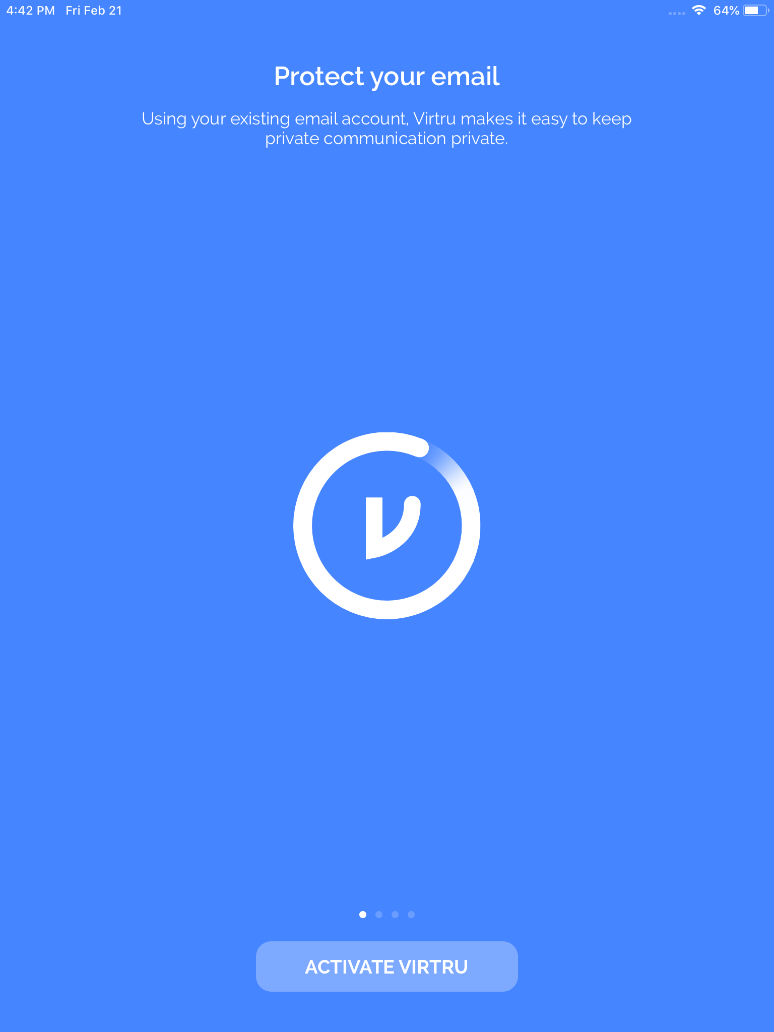 Virtru app Activate screen